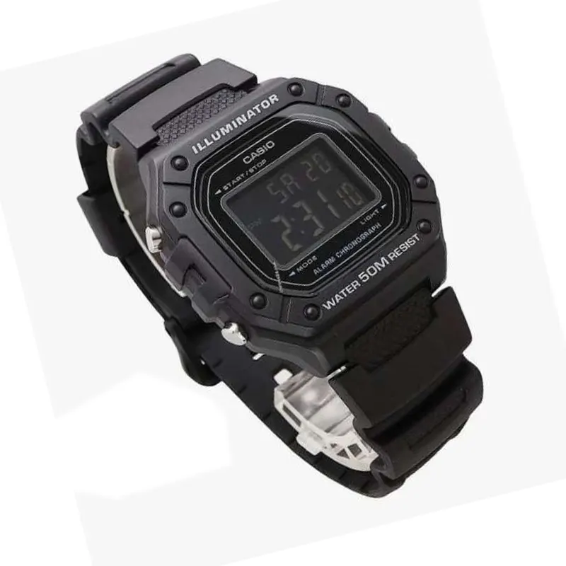 Casio Standard Digital Black Dial Resin Men's Watch- W-218H-1BV